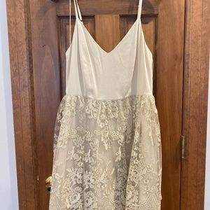 Alice and Olivia cream and gold dress